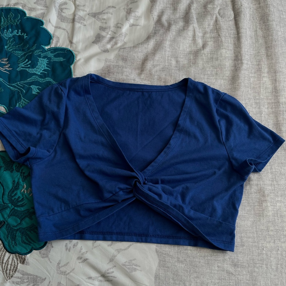 Blue Knot Front Crop Top